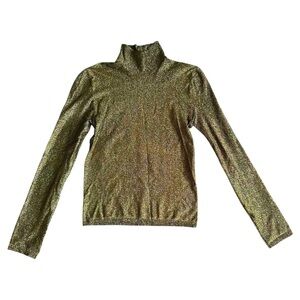 Gold Long Sleeve Turtleneck Top